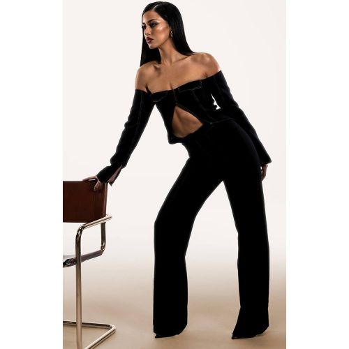 Black Pantalon Tailleur À Coutures Contrastées Plt Label | Taille 42 - PrettyLittleThing - Modalova