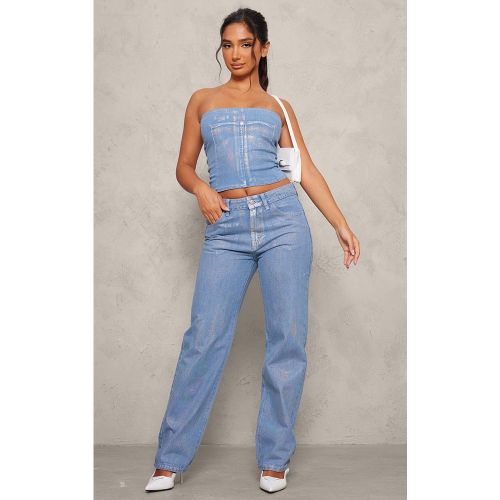 Blue Jean En Denim Métallisé Irisé Petite | Taille 32 - PrettyLittleThing - Modalova