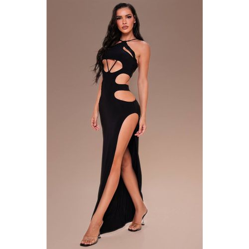 Black Robe Longue Moulante À Encolure Licou Avec Découpes Extrêmes | Taille 44 - PrettyLittleThing - Modalova