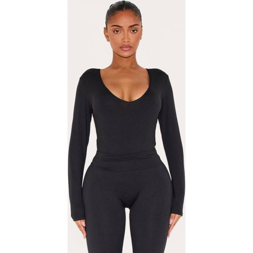 Black Body Sculptant À Manches Longues Et Col En V | Taille XS - PrettyLittleThing - Modalova