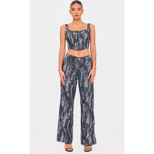 Black Jean Large En Jacquard | Taille 32 - PrettyLittleThing - Modalova