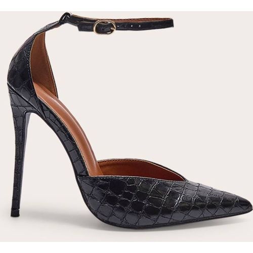 Black Escarpins À Talons Hauts Bout Pointu Effet Croco En Synthétiquecuir Plt Label | Taille 38 - PrettyLittleThing - Modalova