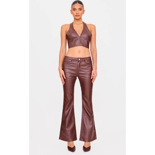 Brown Jean Évasé En Denim Enduit | Taille 42 - PrettyLittleThing - Modalova