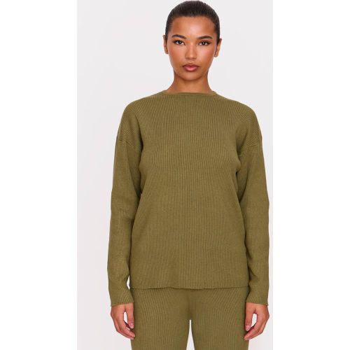 Khaki Haut Oversize En Maille Côtelée Légère | Taille XS - PrettyLittleThing - Modalova