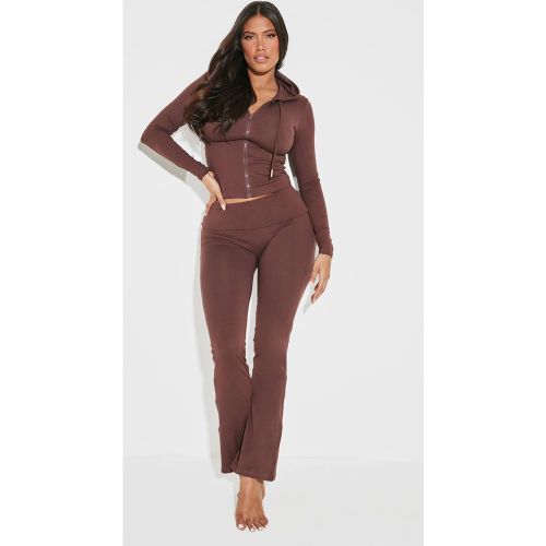 Brown Pantalon Évasé Taille Haute Sculptant À Rabat Shape Stretch | Taille 42 - PrettyLittleThing - Modalova