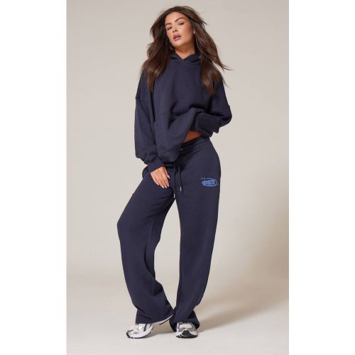 Navy Jogging Droit Oversize À Imprimé Synthétiqueff | Taille XL - PrettyLittleThing - Modalova