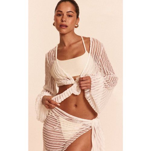 White Haut De Plage Texturé Noué Devant | Taille XL - PrettyLittleThing - Modalova