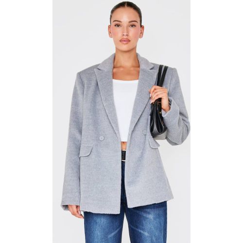 Grey Blazer Oversize Aspect Laine Texturé | Taille 44 - PrettyLittleThing - Modalova