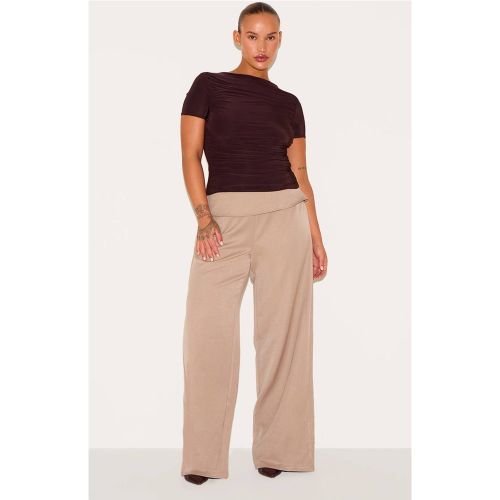 Sand Pantalon Grande Taille À Taille Repliée Coupe Ajustée | Taille 44 - PrettyLittleThing - Modalova