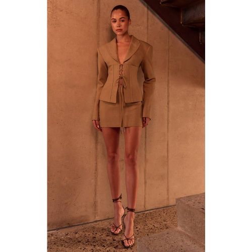 Tobacco Jupe Micro Mini Ajustée PLT Label Coordonnée | Taille 42 - PrettyLittleThing - Modalova