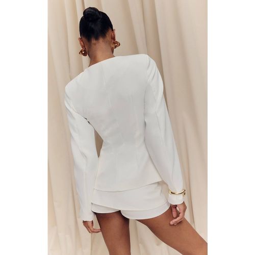 White Ensemble Coordonné Jupe-short Ajustée Tissée | Taille 42 - PrettyLittleThing - Modalova