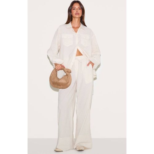 Stone Pantalon Large En Lin Rayé Avec Cordon De Serrage | Taille 44 - PrettyLittleThing - Modalova