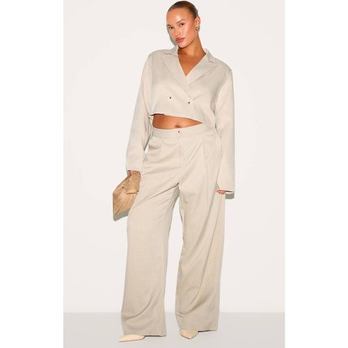 Light Grey Pantalon Large Tailleur Tissé Grande Taille Coordonné | Taille 56 - PrettyLittleThing - Modalova