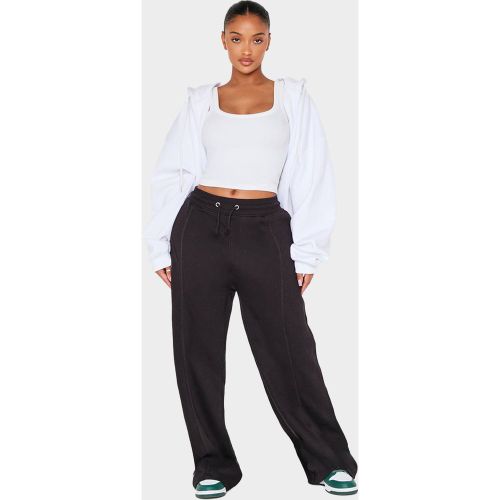 Deep Black Jogger Shape Taille Haute À Jambes Larges Avec Bandes | Taille 42 - PrettyLittleThing - Modalova