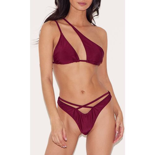 Burgundy Bas De Bikini À Bretelles Croisées Et Décolleté En V | Taille 40 - PrettyLittleThing - Modalova