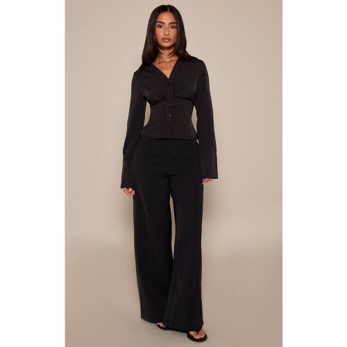 Black Pantalon Tailleur Large À Coutures Frontales Petite | Taille 42 - PrettyLittleThing - Modalova
