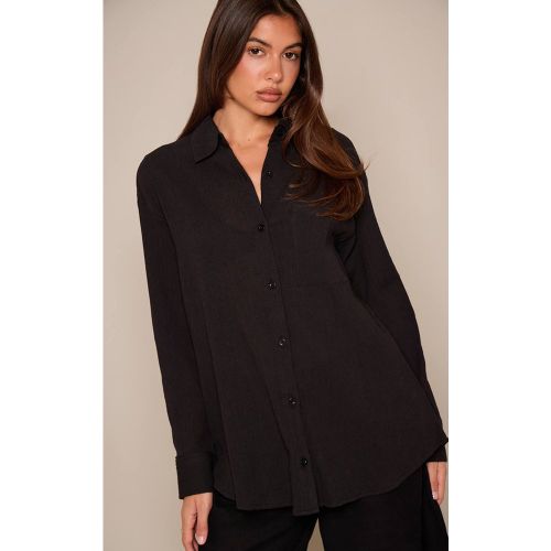 Black Chemise Oversize Texturée À Détail De Poche | Taille 42 - PrettyLittleThing - Modalova