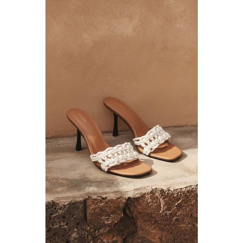 Cream Mules À Talons Bout Carré Avec Bride Tressée En Corde | Taille 41 - PrettyLittleThing - Modalova