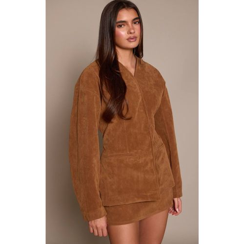 Deep Taupe Ensemble Blazer Sans Col En Synthétique À Manches Cocon | Taille 42 - PrettyLittleThing - Modalova