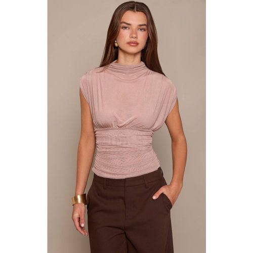 Haut En Maille Col Montant Avec Détail À La Taille | Taille 32 - PrettyLittleThing - Modalova