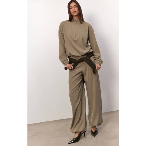 Pantalon Droit En Tissu Tissé Avec Détail Cordon De Serrage | Taille 42 - PrettyLittleThing - Modalova