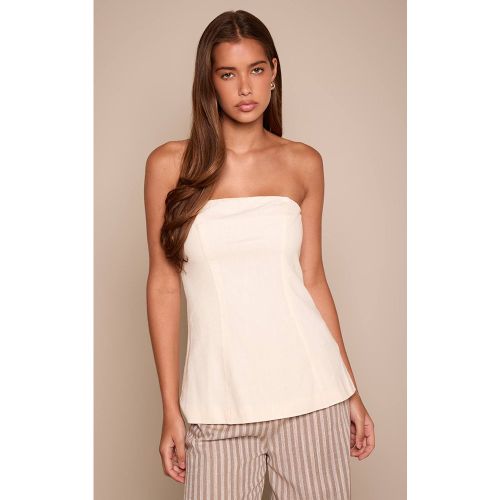 Cream Top Bandeau Long En Lin | Taille 32 - PrettyLittleThing - Modalova