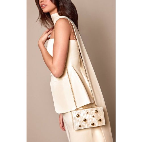 Ivory Pochette Rigide À Clous Dôme Effet Marbre - PrettyLittleThing - Modalova