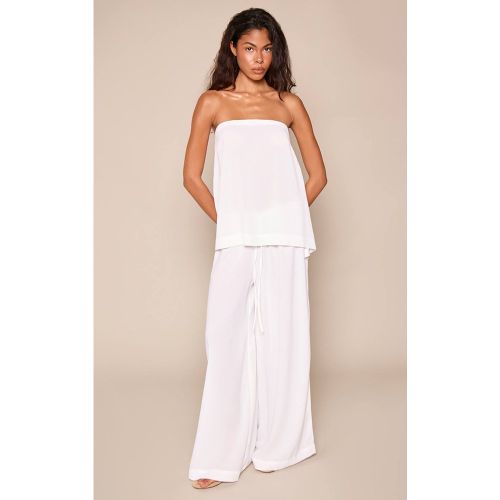 White Pantalon Large En Mousseline Ensemble Coordonné | Taille 42 - PrettyLittleThing - Modalova