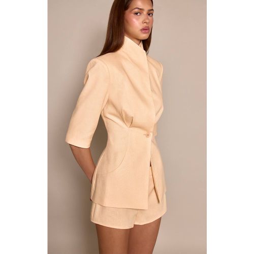 Peach Blazer À Manches Courtes Avec Détail De Col | Taille 42 - PrettyLittleThing - Modalova