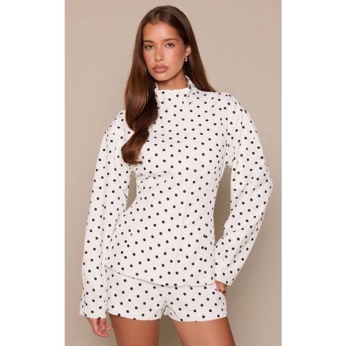 White Veste Ajustée À Manches Cocon À Pois | Taille 42 - PrettyLittleThing - Modalova