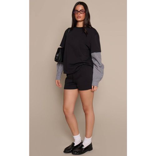 Black Short En Jersey De Coton À Détail De Poche À Carreaux | Taille 42 - PrettyLittleThing - Modalova