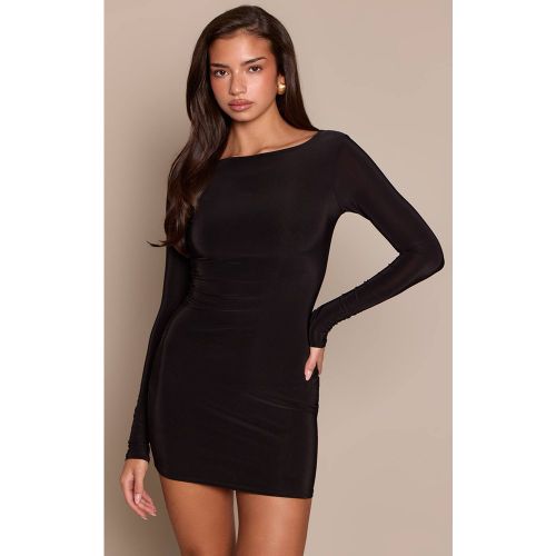 Black Robe Mini Moulante Double Couche À Manches Longues | Taille 42 - PrettyLittleThing - Modalova