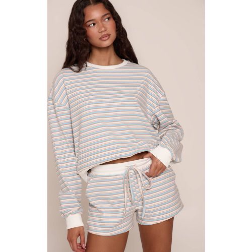 Light Blue Sweat-shirt Super Doux À Rayures | Taille Medium - PrettyLittleThing - Modalova