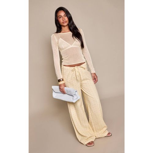 Lemon Pantalon Large Taille Basse Avec Cordon De Serrage En Broderie Anglaise | Taille 42 - PrettyLittleThing - Modalova