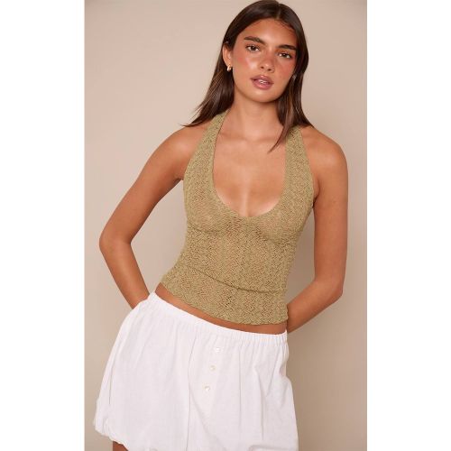 Olive Haut Col Bénitier Dos Nu Texturé | Taille 42 - PrettyLittleThing - Modalova