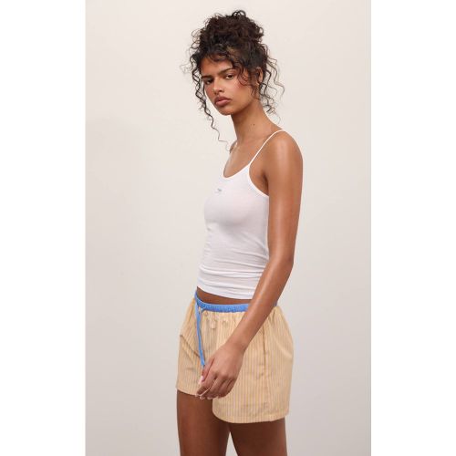 Yellow Short À Cordon De Serrage En Coton À Rayures Contrastées | Taille 34 - PrettyLittleThing - Modalova