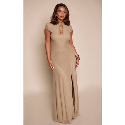 Olive Robe Maxi Ajustée En Mesh Avec Découpe Trou De Serrure | Taille 42 - PrettyLittleThing - Modalova