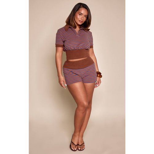 Brown Ensemble Coordonné Short Rayé Toucher Doux Shape | Taille XS - PrettyLittleThing - Modalova