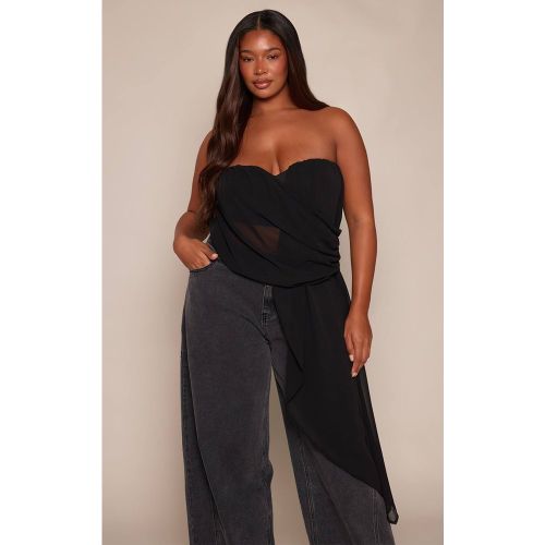 Black Haut Corset Drapé À Décolleté Plongeant Avec Détail Drapé | Taille 46 - PrettyLittleThing - Modalova