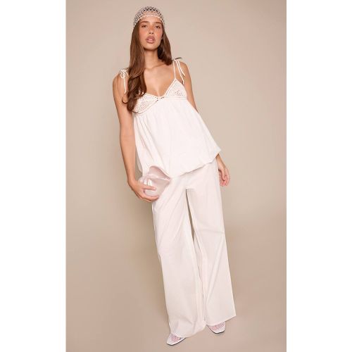 White Ensemble Coordonné Pantalon Large En Popeline De Coton | Taille 42 - PrettyLittleThing - Modalova