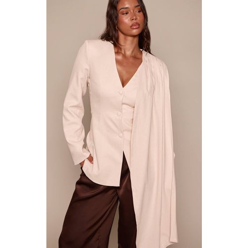 Stone Blazer Cape Ajusté Beige À Manches Longues | Taille 42 - PrettyLittleThing - Modalova