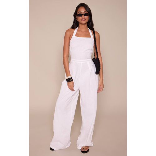 White Combinaison Dos Nu À Encolure Licou Effet Lin | Taille 32 - PrettyLittleThing - Modalova