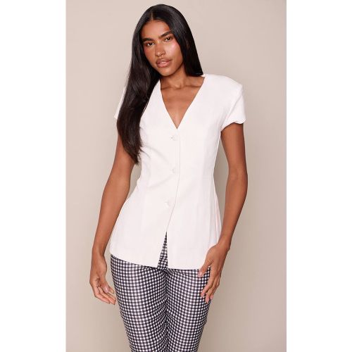 White Blazer Ajusté À Manches Courtes | Taille 42 - PrettyLittleThing - Modalova