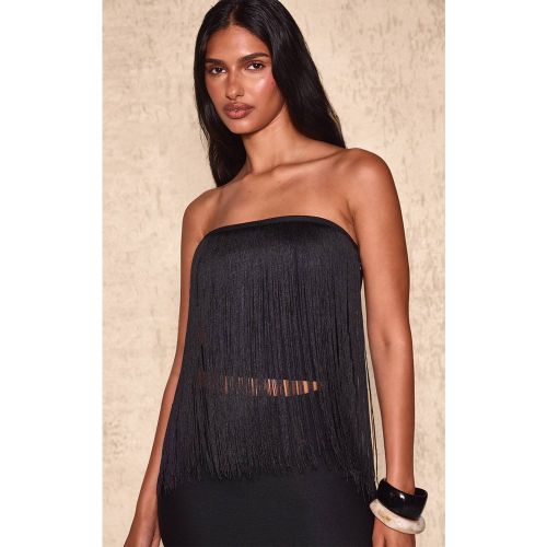 Black Top Bandeau À Franges Effet Bandage | Taille 32 - PrettyLittleThing - Modalova
