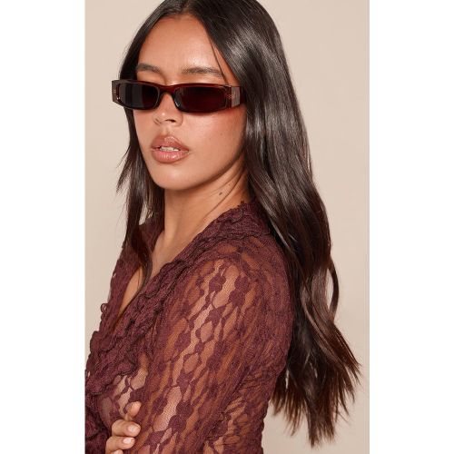 Lunettes De Soleil Carrées À Monture Marron Et Verres Teintés - PrettyLittleThing - Modalova