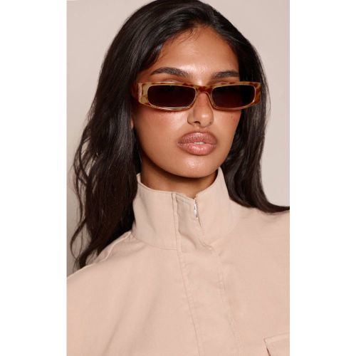 Tortoiseshell Lunettes De Soleil Rectangulaires À Verres Dégradés Miel - PrettyLittleThing - Modalova
