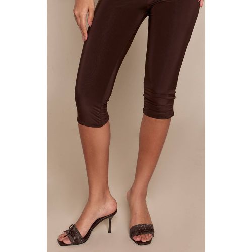Brown Mules À Talons Chocolat En Dentelle Froncée Avec Nœud | Taille 38 - PrettyLittleThing - Modalova
