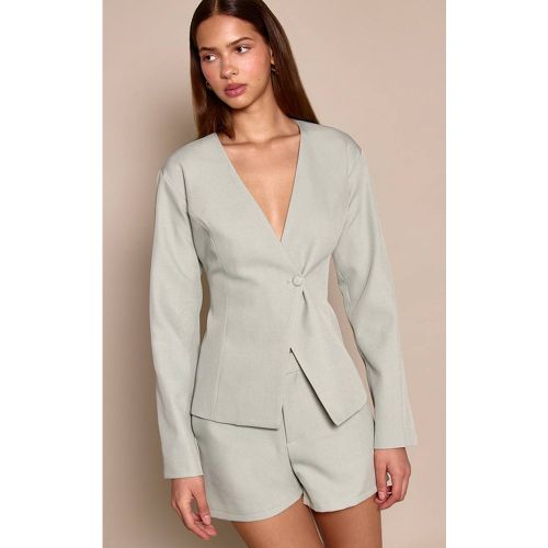 Sage Green Blazer Asymétrique Ajusté Avec Taille Cintrée | Taille 42 - PrettyLittleThing - Modalova