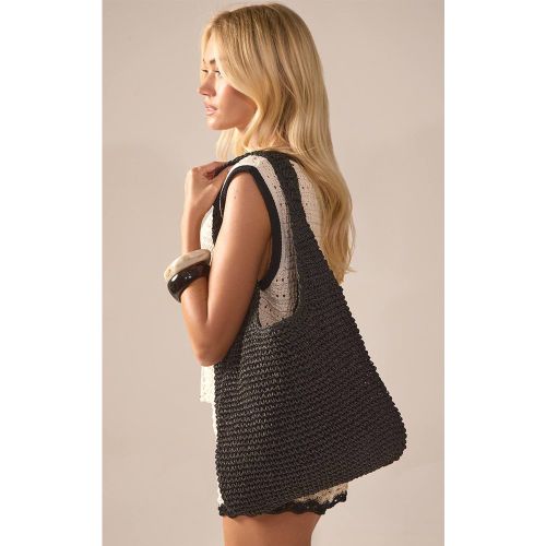 Black Sac De Plage En Raphia Porté Épaule - PrettyLittleThing - Modalova