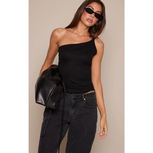 Black Top Débardeur Côtelé Doux À Encolure Asymétrique | Taille 42 - PrettyLittleThing - Modalova